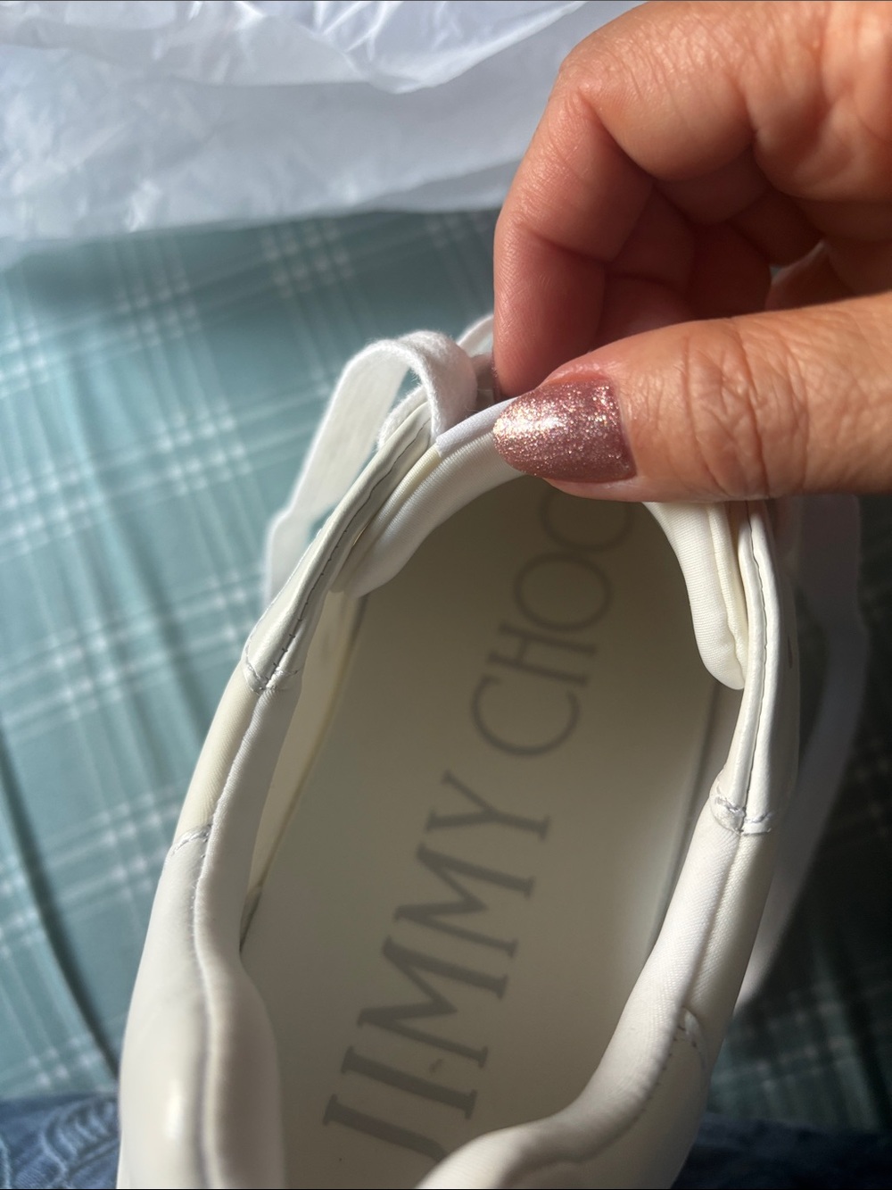 Jimmy Choo Cream Leather Platform Sneaker with Air Bubble Sole - Picture 8 of 12